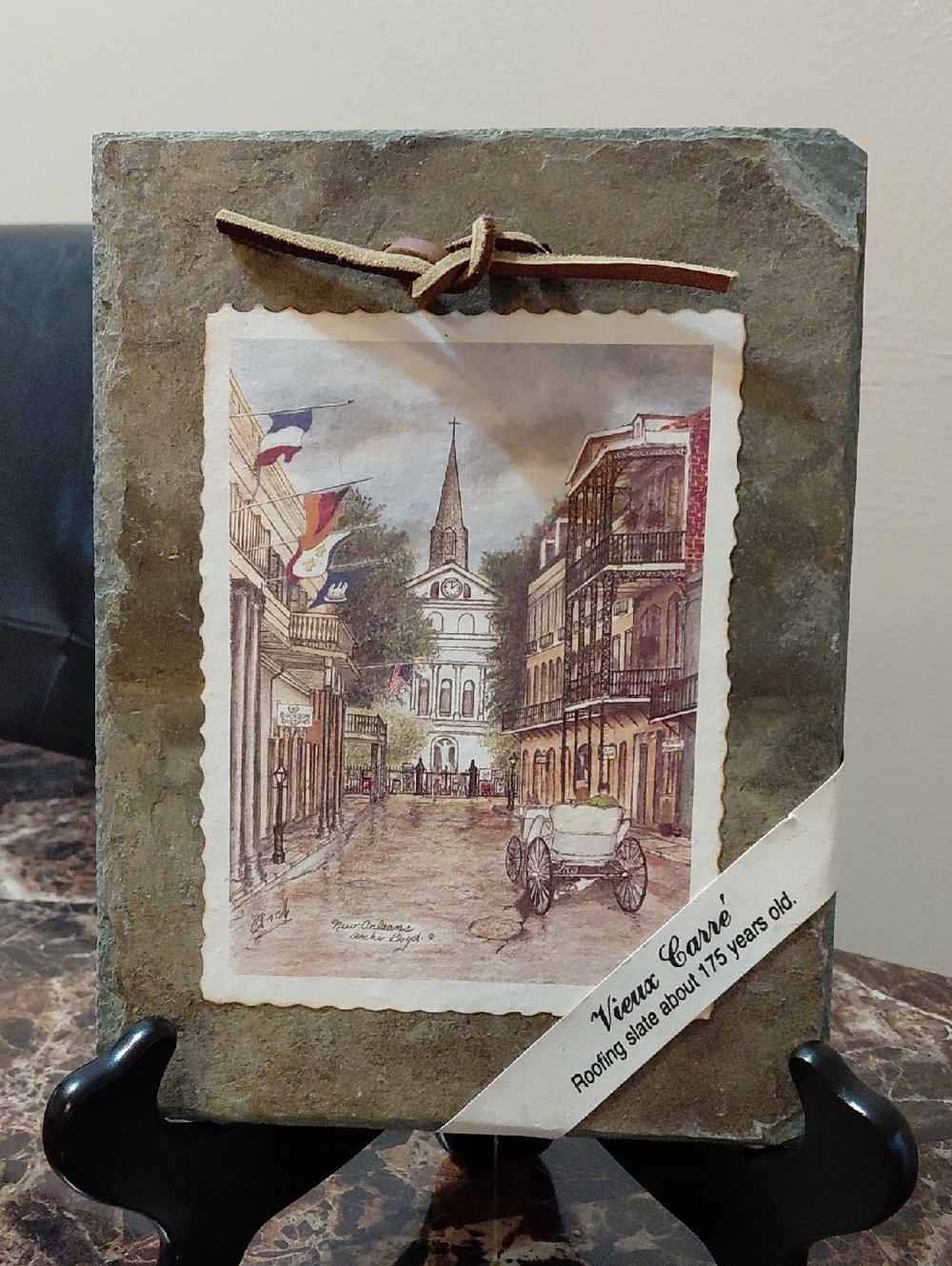 Vieux Carré 175 Year Old Slate Roofing Tile With Orleans Street Art Print